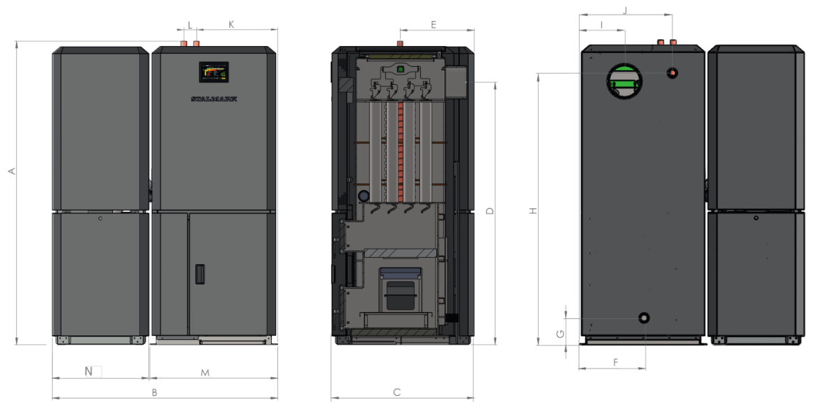 Wymiary kotłów Hydro SILVER Kocioł Hydro SILVER